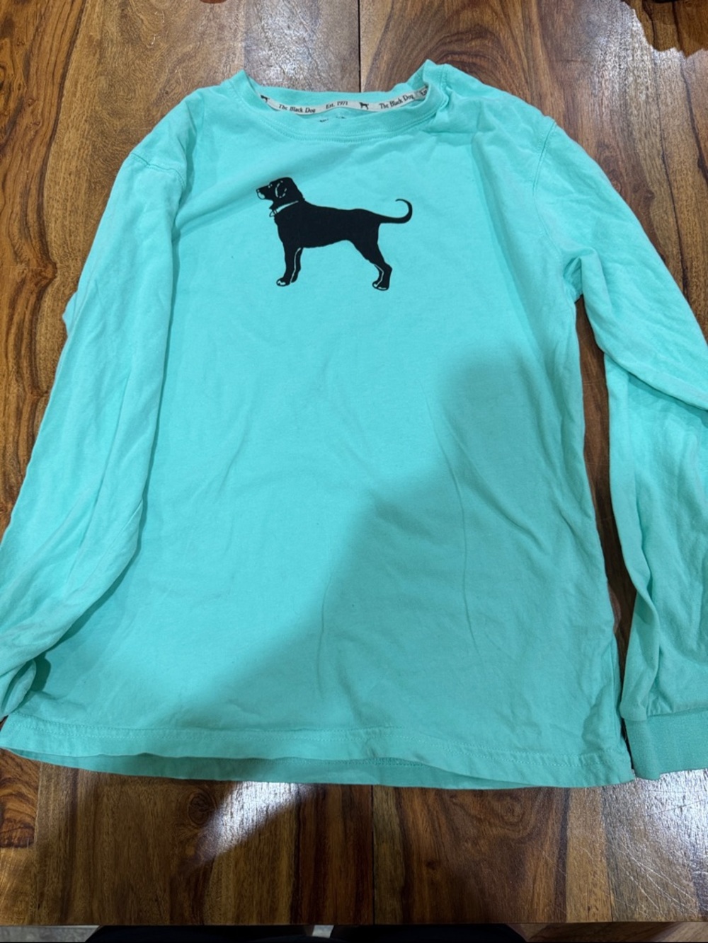 The Black Dog Turquoise Long-Sleeve Tee with Black Dog Silhouette